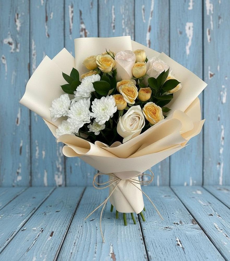 Букет цветов из: Розы и Хризантемы в Сюмси