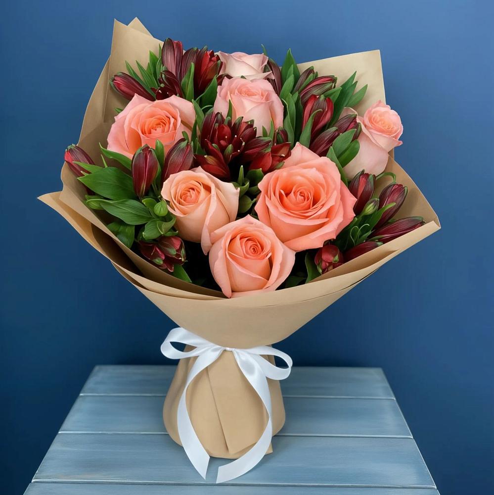 Букет цветов из: Розы и Альстромерии в Сюмси