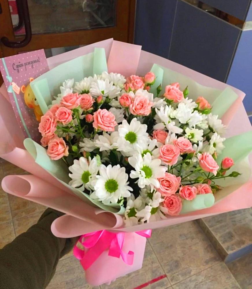 Букет цветов из: Розы и Хризантемы в Сюмси