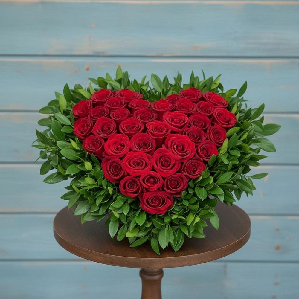 Цветочная композиция из Розы в виде сердца в Сюмси