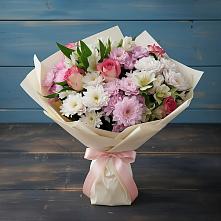 Букет цветов из:  Хризантемы, Альстромерии и Розы в Сюмси