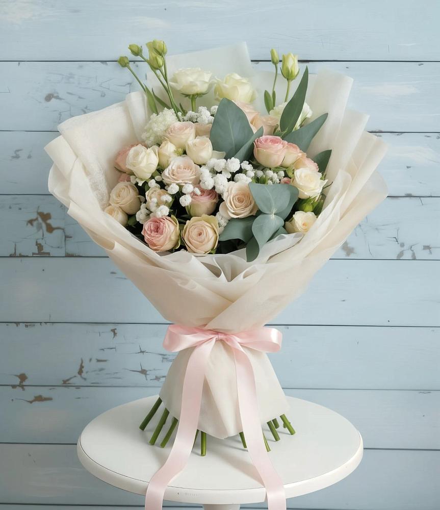 Букет цветов из: Розы и Лизиантусы в Сюмси