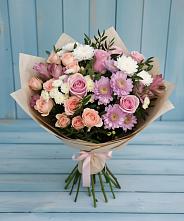 Букет цветов из:  Хризантемы, Розы и Альстромерии #REPLACE_PRED# Сюмси