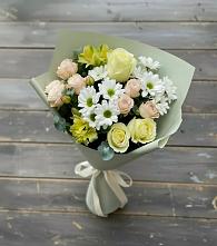 Букет цветов из:  Альстромерии, Розы и Хризантемы в Сюмси