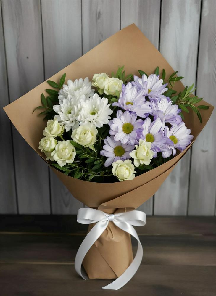 Букет цветов из: Хризантемы и Розы в Сюмси